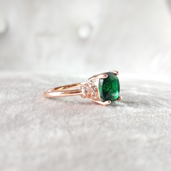 🔥LAST 1🔥NEW ROSE GOLD PLATED EMERALD RING - Picture 13 of 15